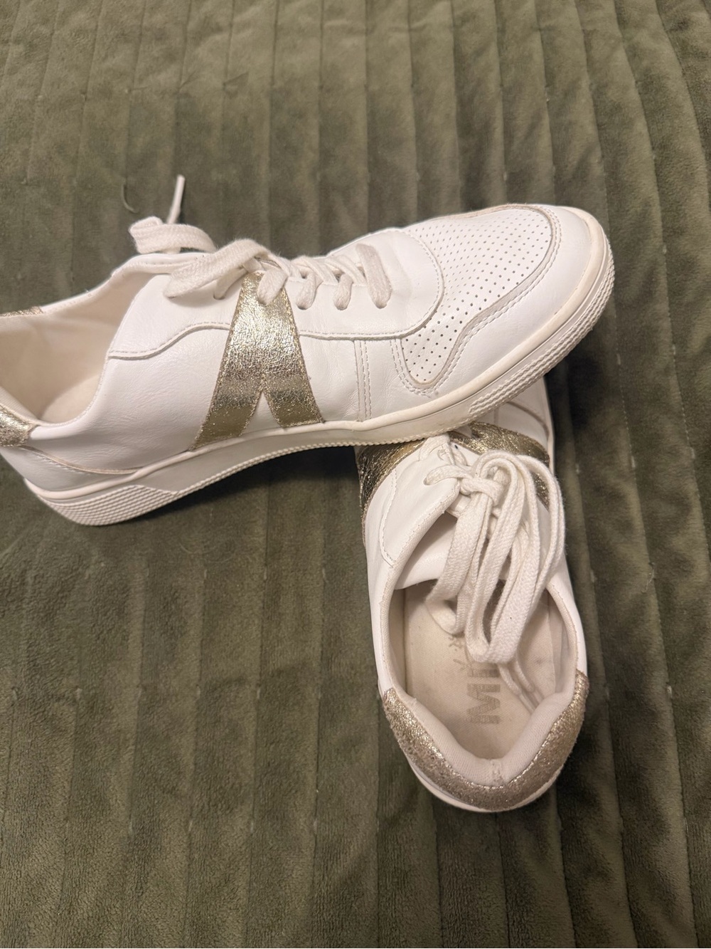 MIA White Sneakers with Metallic Gold Accent